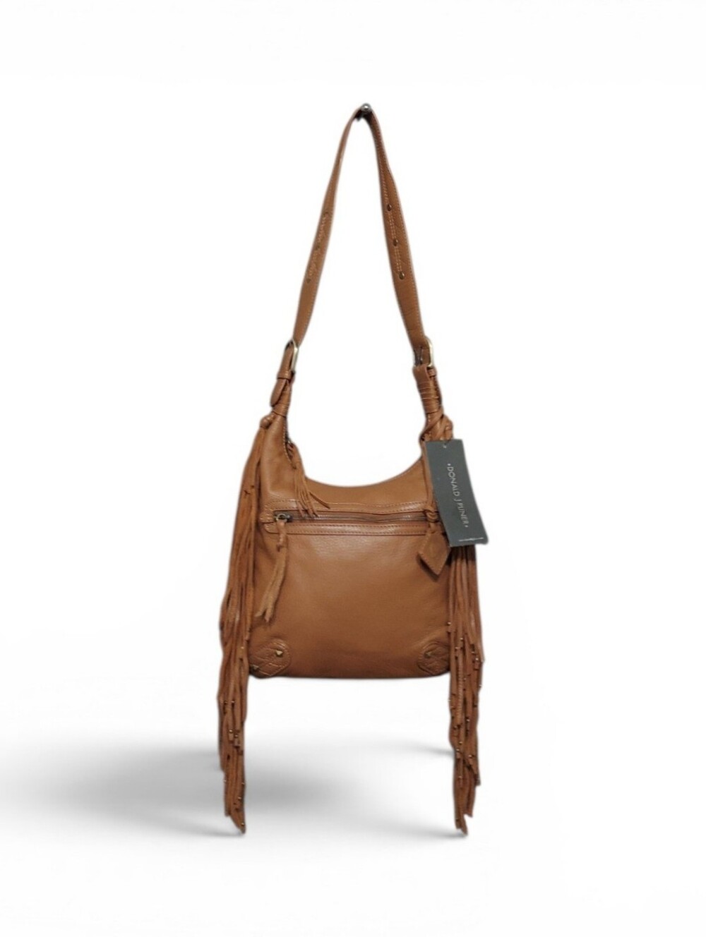 Donald J Pilner Boho Fringe Leather Hippie Shoulder Bag New With Tags - Picture 2 of 9